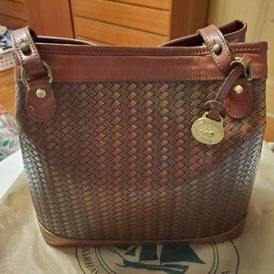 Vintage Brahmin Woven Leather Bucket Bag EUC